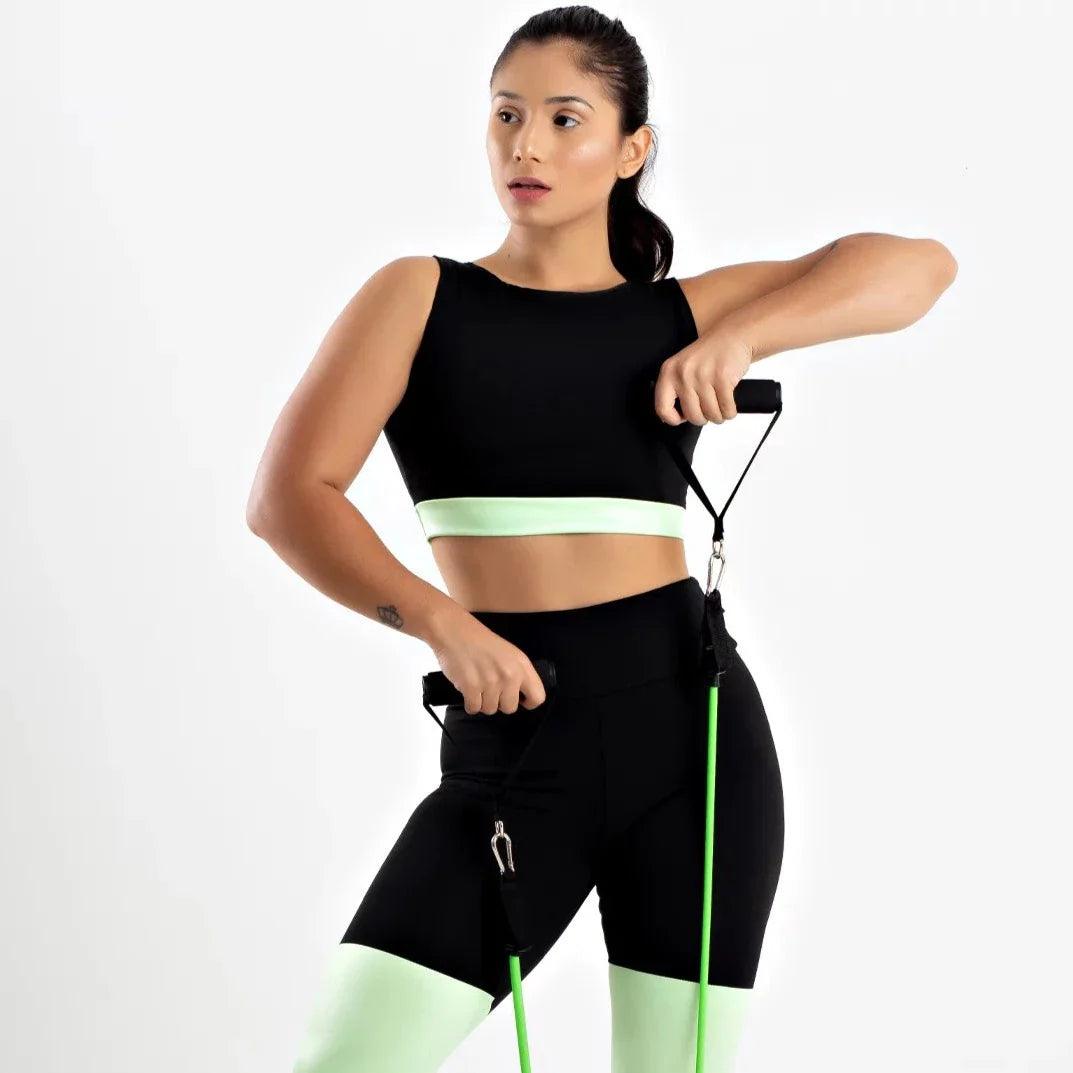 Conjunto Fitness Feminino - Cropped E Calça Legging Max Megan - Ludis Brasil