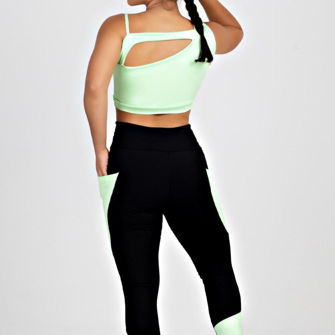 Conjunto Fitness Feminino - Cropped E Calça Legging Com Bolso Megan Z - Ludis Brasil