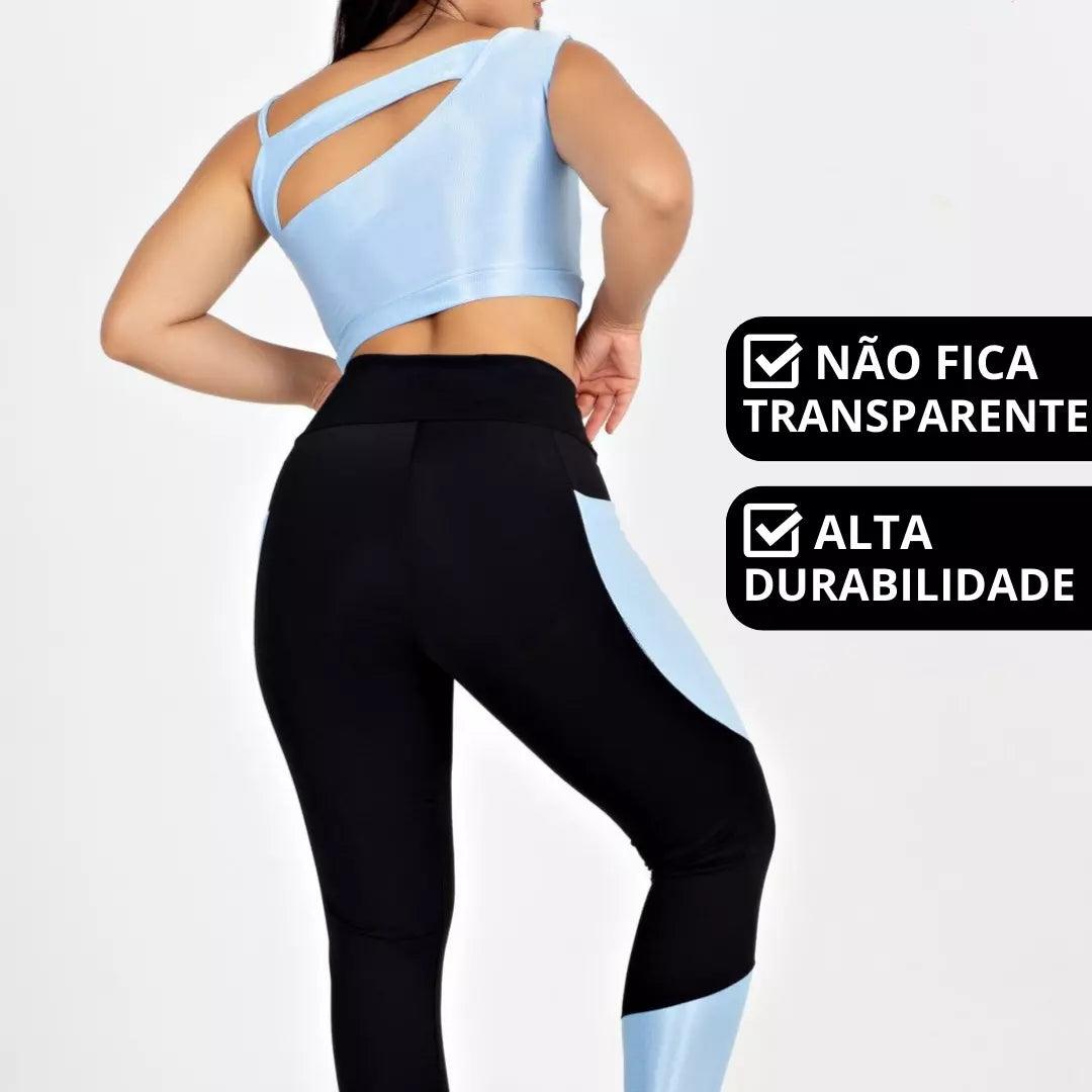 Conjunto Fitness Feminino - Cropped E Calça Legging Com Bolso Megan Z - Ludis Brasil