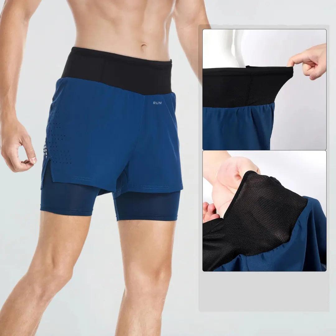 Short Para Corrida Masculino 2 em 1, Camada de Compressão - Ludis Brasil