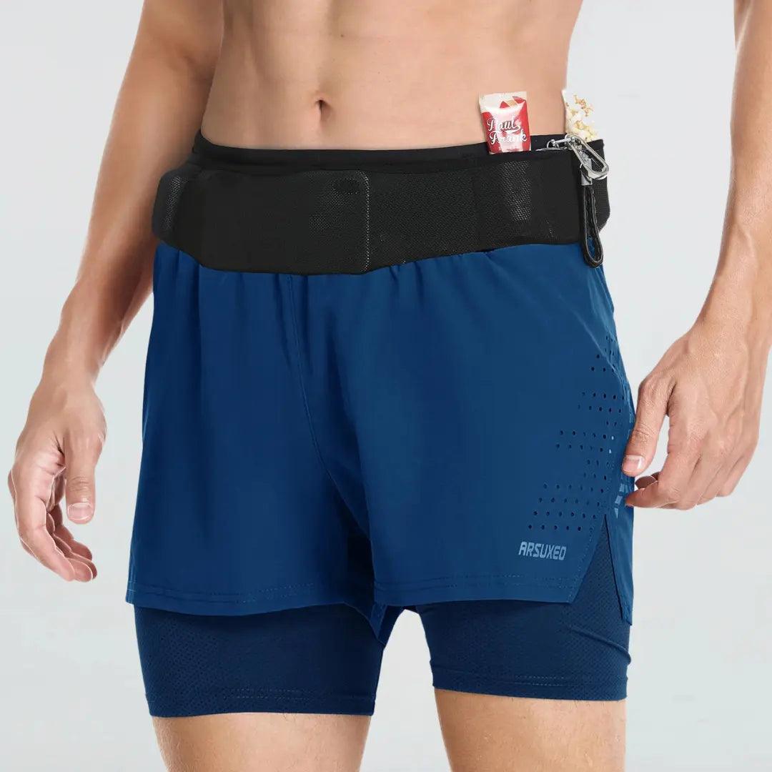 Short Para Corrida Masculino 2 em 1, Camada de Compressão - Ludis Brasil